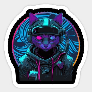 cyberpunk cat Sticker